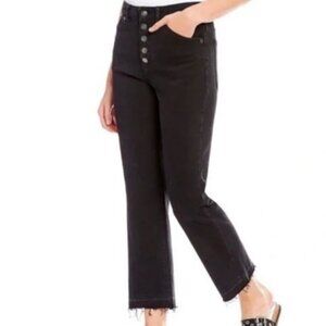 We The Free Dylan High Rise Raw Hem Cropped Jeans Flare Black Button Fly Size 27